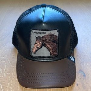 EUC - LIMITED EDITION Goorin Bros Leather DARK HORSE Trucker Hat